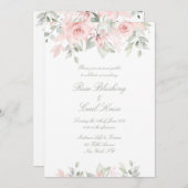 Blushing Rose Matte White Background Wedding Einladung (Vorne/Hinten)