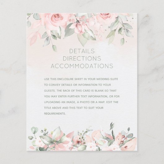 Blushing-Rose - Merkblatt für Hochzeitsdetails (Vorderseite)