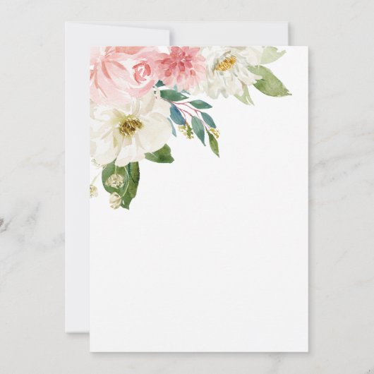 Blushing Rose Navy & White Wreath Monogram Wedding Einladung (Rückseite)