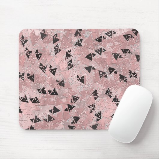 Blushing Rose Pink Gold & Black Triangle Muster Mousepad (Mit Mouse)