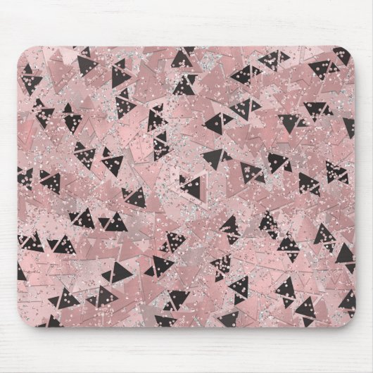 Blushing Rose Pink Gold & Black Triangle Muster Mousepad (Vorne)