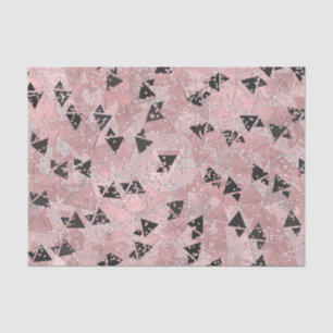 Blushing Rose Pink Gold & Black Triangle Muster Seidenpapier