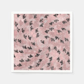 Blushing Rose Pink Gold & Black Triangle Muster Serviette (Vorderseite)