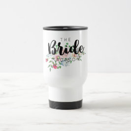 Blushing Rose Watercolor Floral Wedding Bridge Reisebecher