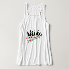 Blushing Rose Watercolor Floral Wedding Bridge Tank Top