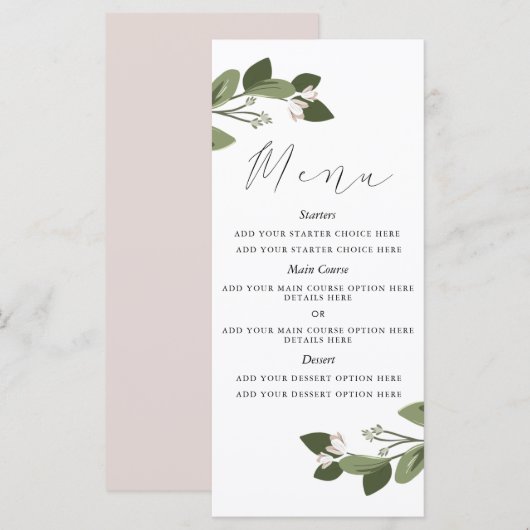 Blushing Sprigs Menu Card Menükarte (Vorne/Hinten)