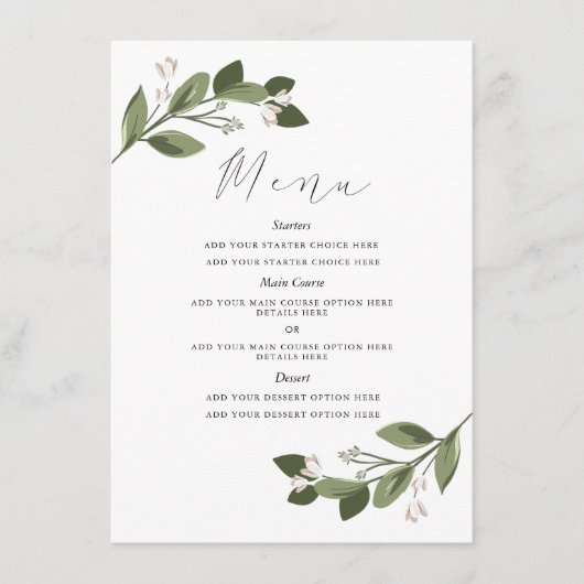 Blushing Sprigs Menu Card Menükarte (Vorderseite)