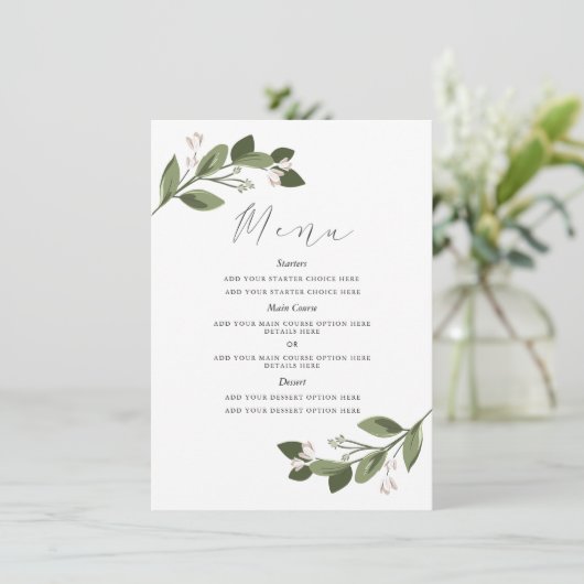 Blushing Sprigs Menu Card mit rosa Zurück Menükarte (Stehend Vorderseite)