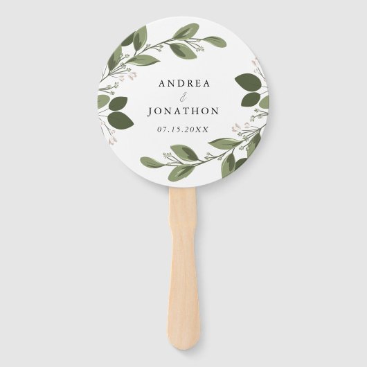 Blushing Sprigs Wedding Hand Fan Fächer (Vorderseite)