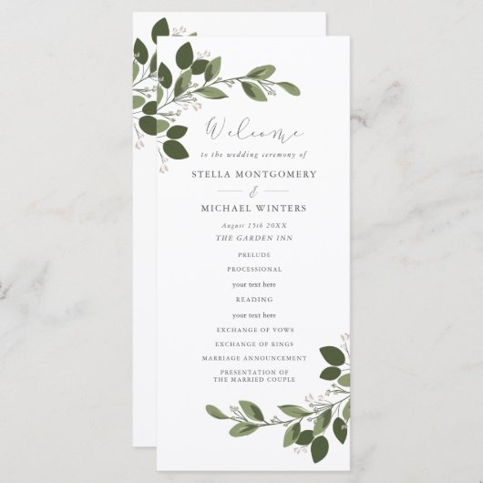 Blushing Sprigs Wedding Program Programm (Vorne/Hinten)