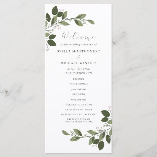 Blushing Sprigs Wedding Program Programm (Vorderseite)