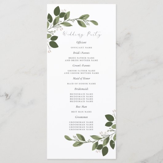 Blushing Sprigs Wedding Program Programm (Rückseite)