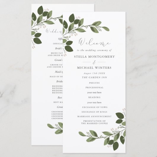 Blushing Sprigs Wedding Program Programm (Vorne/Hinten)