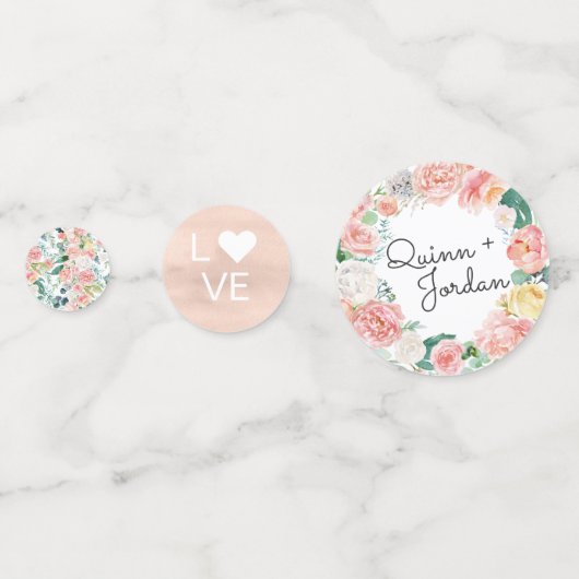 Blushing Summer Floral Brautparty Confetti Konfetti (Vorderseiten)