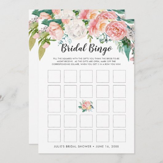 Blushing Summer Floral Doppelseitiges Brautparty Einladung (Vorne/Hinten)