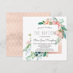 Blushing Summer Floral Taufen Einladung