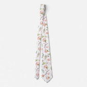 Blushing Summer Floral Watercolor Blume Neck Tie Krawatte (Rückseite)