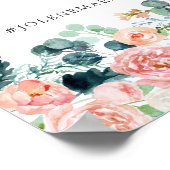 Blushing Summer Floral Wedding Hashtag Sign Poster (Ecke)
