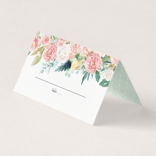 Blushing Summer Floral Wedding Platzkarte Visitenkarten (Vorderseite)