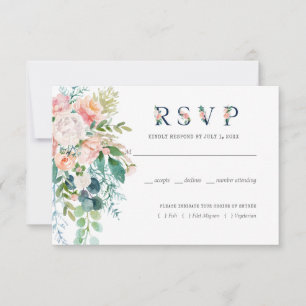 Blushing Summer Floral Wedding RSVP w/food Karte