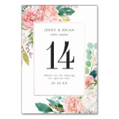 Blushing Summer Floral Wedding Tischnummer (Rückseite)