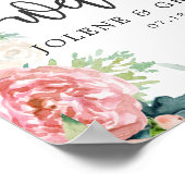 Blushing Summer Floral Wedding Welcome Poster (Ecke)