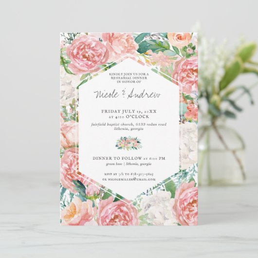 Blushing Summer Floral Wedelfest Probe Dinner (Stehend Vorderseite)