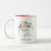 Blushing Summer Floral Wreath Gastgeschenk Hochzei Zweifarbige Tasse (Links)