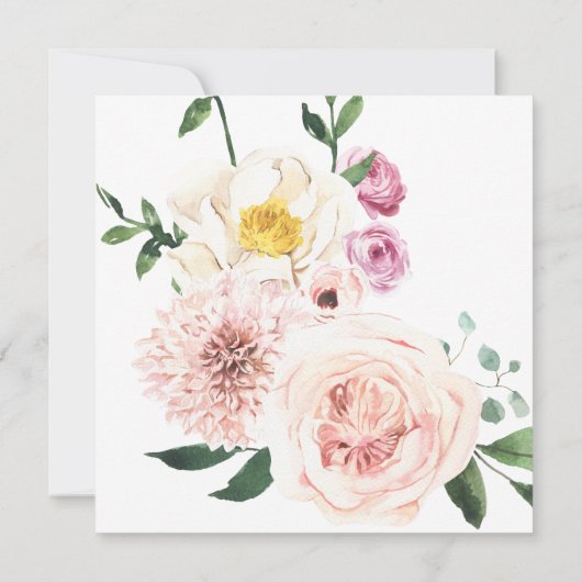 Blushing Summer Florals Taufe Einladung (Rückseite)