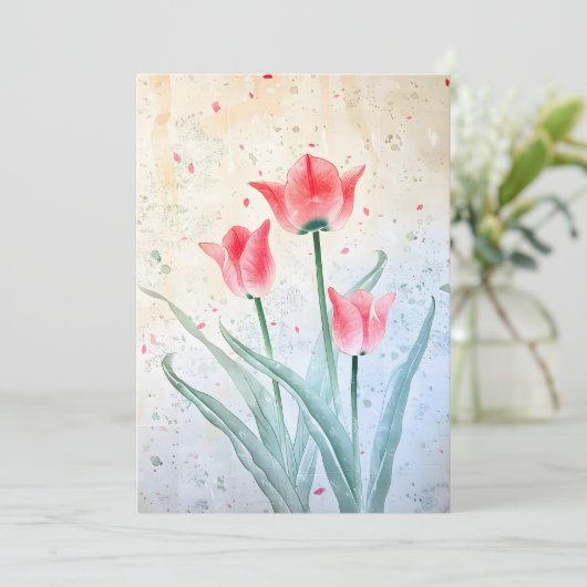 Blushing Tulip Elegance Feiertagskarte (Stehend Vorderseite)