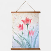 Blushing Tulip Elegance Wandteppich Mit Holzrahmen (Vorderseite)