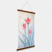 Blushing Tulip Elegance Wandteppich Mit Holzrahmen (Gewinkelt)