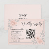 Blushing Vows QR Code Wedding RSVP Card Karte (Vorne/Hinten)