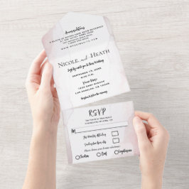 Blushing Watercolor Minimal Chic Moderne Hochzeit All In One Einladung