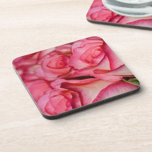 Blushing White Roses Getränkeuntersetzer (Linke Seite)