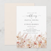 Blushing Wildblumen Hochzeit Einladung (Vorne/Hinten)