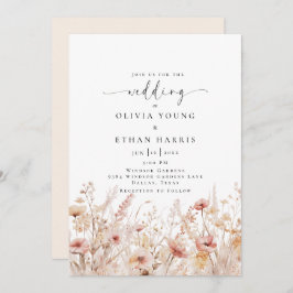 Blushing Wildblumen Hochzeit Einladung