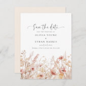 Blushing Wildblumen Hochzeit Save The Date (Vorne/Hinten)