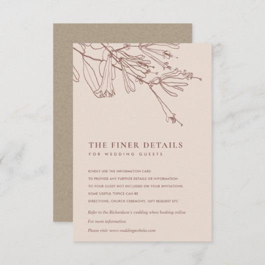 BLUSKY BLUSH LINE ZEICHNEND WEDINGDETAIL BEGLEITKARTE (Vorne/Hinten)