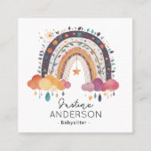 BLUSlila SCANDI HERZRAINBOW BABYSITTER Quadratische Visitenkarte (Vorderseite)