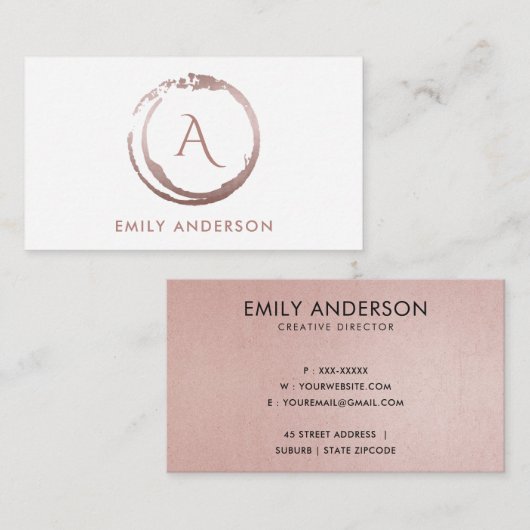 BLUSPINK BRUSH MARK CIRCLE LOGO MONOGRAM VISITENKARTE (Vorne/Hinten)