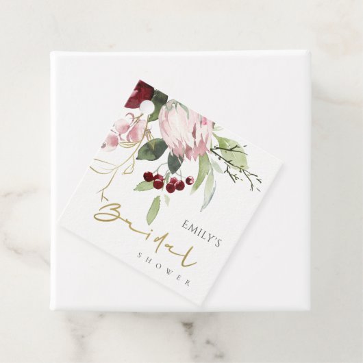 BLUSPINK BURGUNDY PROTEA FLORAL BRAUTPARTY GESCHENKANHÄNGER (Beispiel)