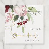 BLUSPINK BURGUNDY PROTEA FLORAL BRAUTPARTY GESCHENKANHÄNGER (Vorderseite)