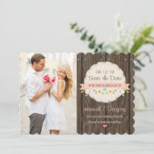 BLUSPINK Floral Rustic Boho Save the Date Karte (Stehend Vorderseite)