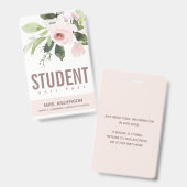 BLUSPINK ROSE FLORAL STUDENT LEHRER HALL PASS AUSWEIS (Vorder- & Rückseite)