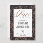 BLUSPINK ROSE GOLD BLACK FLORAL SAVE THE DATE ANKÜNDIGUNG (Vorderseite)
