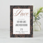 BLUSPINK ROSE GOLD BLACK FLORAL SAVE THE DATE ANKÜNDIGUNG (Stehend Vorderseite)