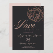 BLUSPINK ROSE GOLD BLACK FLORAL SAVE THE DATE