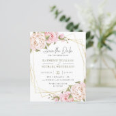 BLUSPINK WATERCOLOR FLORAL GEOMETRIC SAVETHEDATE (Stehend Vorderseite)