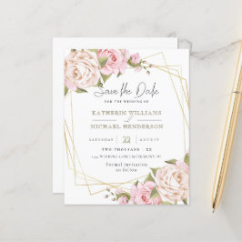 BLUSPINK WATERCOLOR FLORAL GEOMETRIC SAVETHEDATE
